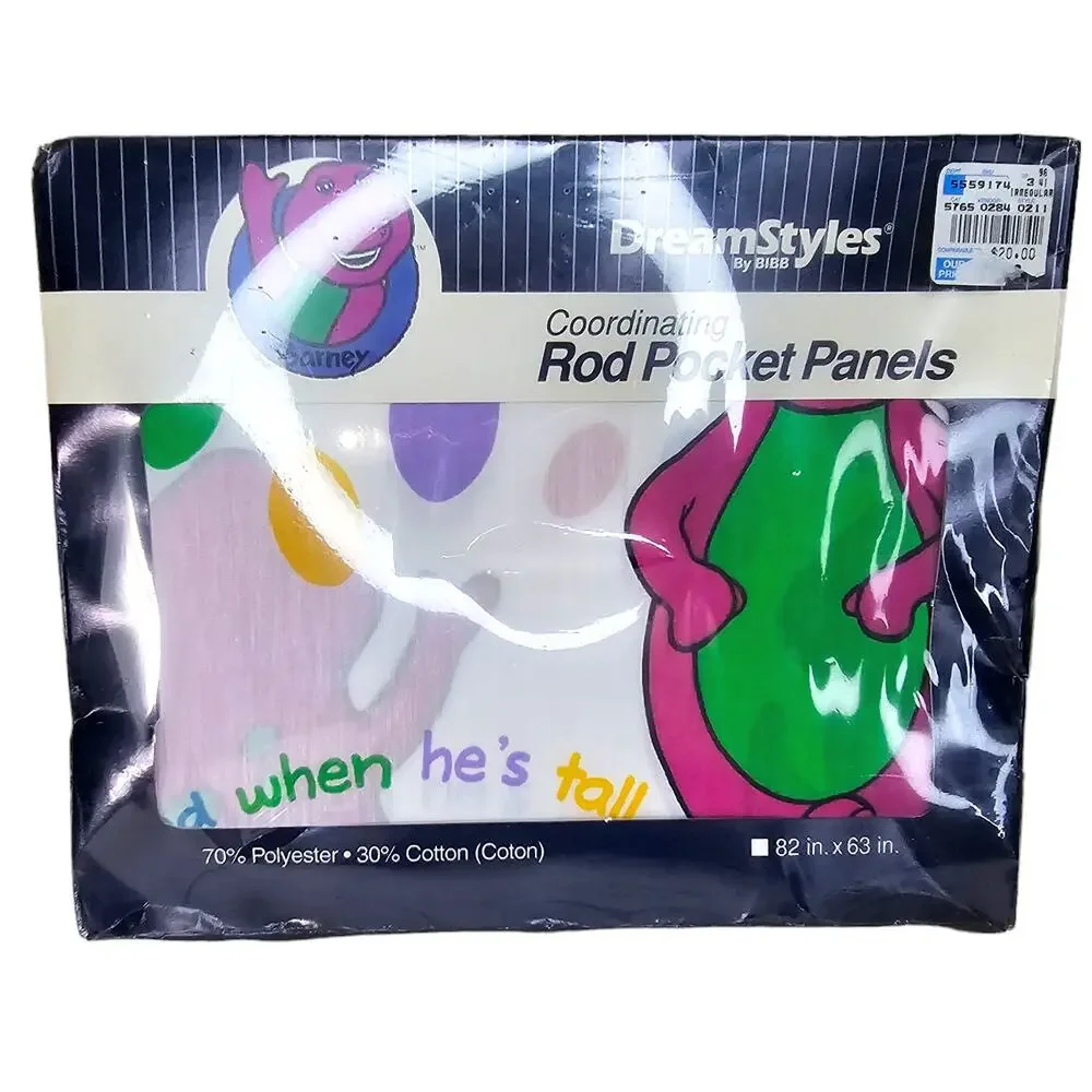 Barney Dinosaur Bedtime DreamStyles Rod Pocket Panels Curtain Sealed 82